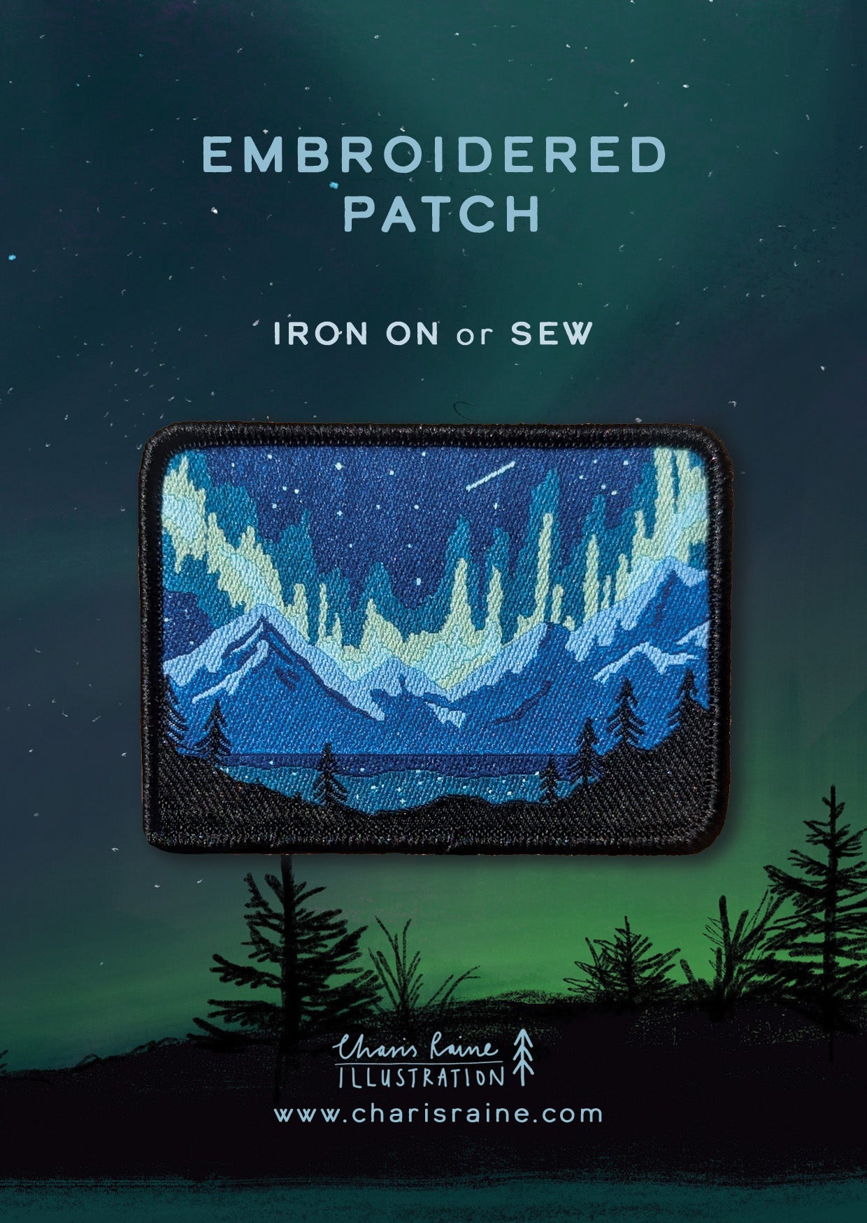 Set of 2 Patches - Northern Lights and Forest Sunset