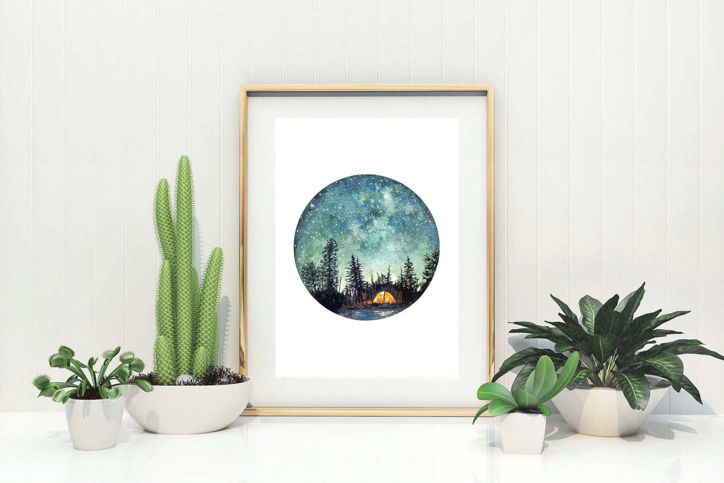 Camping at Night Giclée Watercolour Art Print