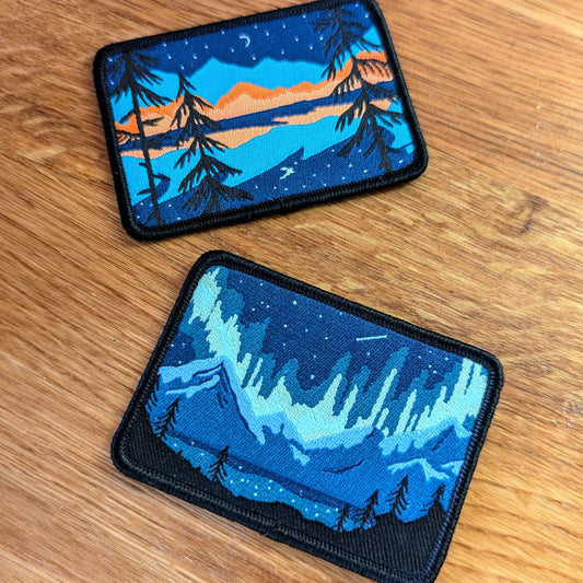 Set of 2 Patches - Northern Lights and Forest Sunset