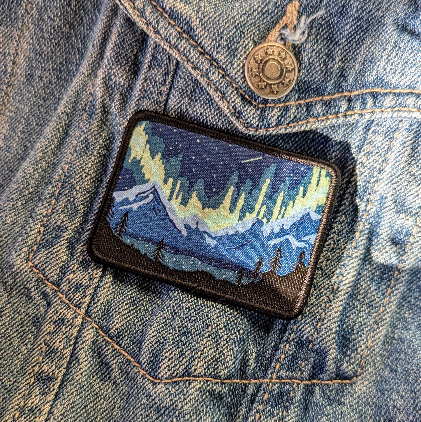 Set of 2 Patches - Northern Lights and Forest Sunset
