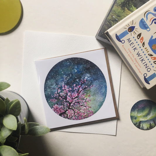 Cherry Blossom Blank Greetings Card