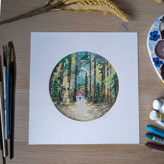Cabin in the Woods Original Painting