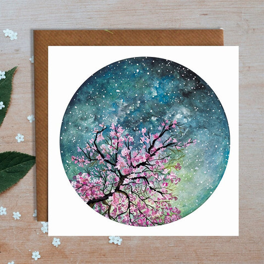 Cherry Blossom Blank Greetings Card